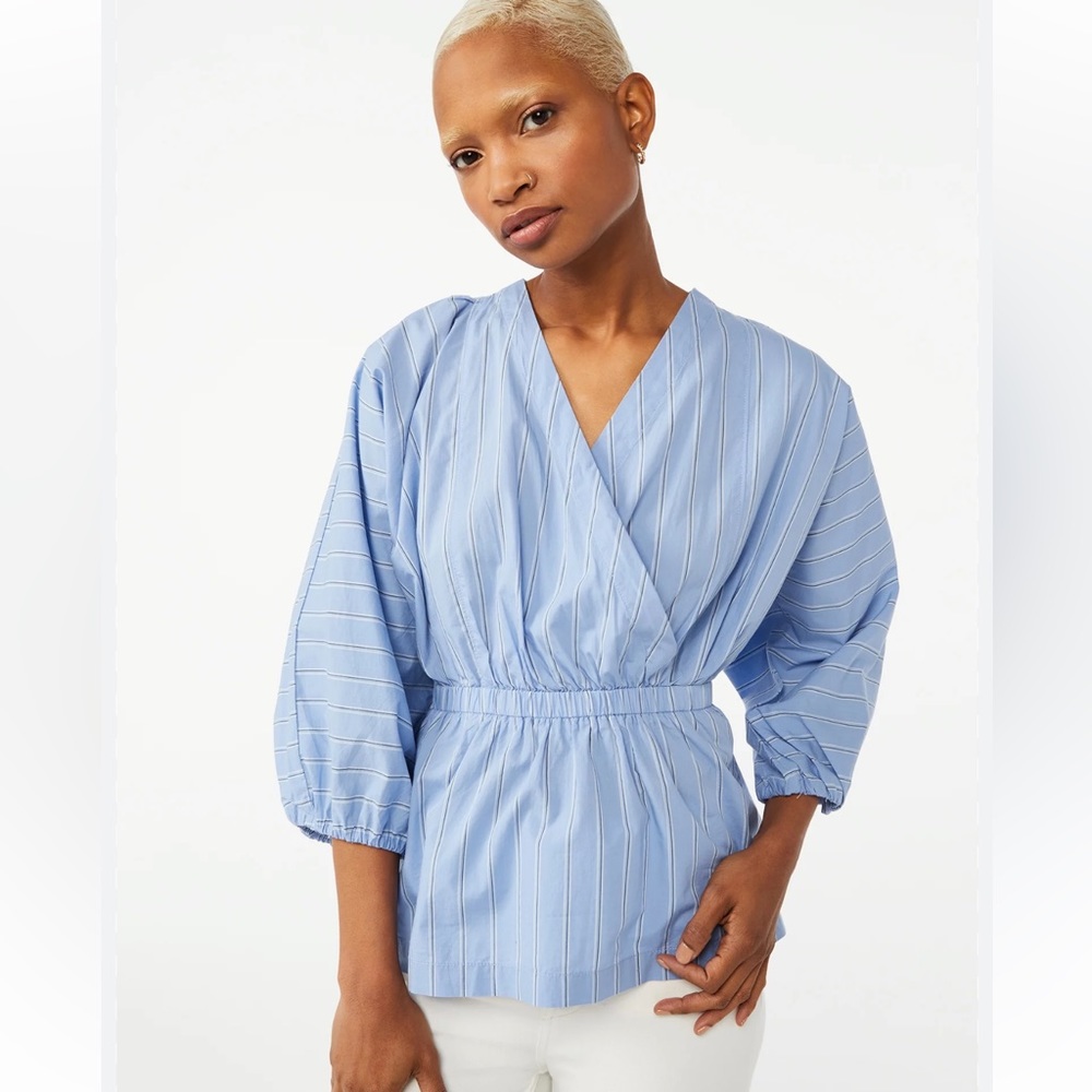Free Assembly Top Blouse Shirt Size XXL Blue
